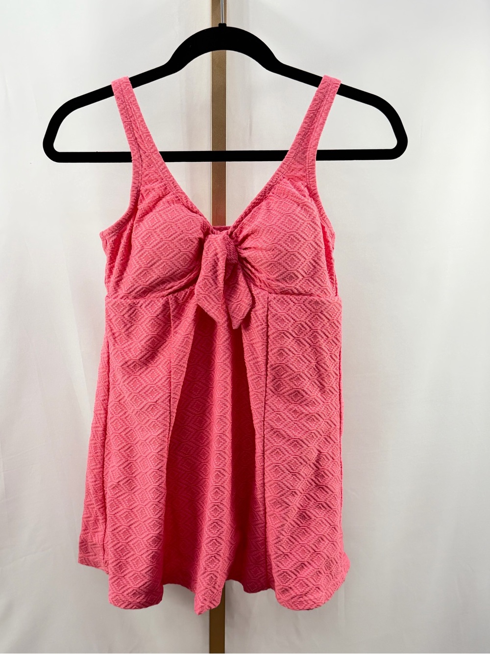 NWT Swim Solutions Bow Front Swimdress Guava Pink Tummy Control Size 10
